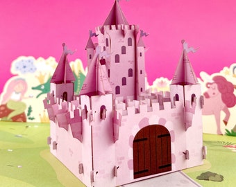 Fairytale Castle, Pop Up Card, Child Birthday Card, Greeting Card, Christmas Card