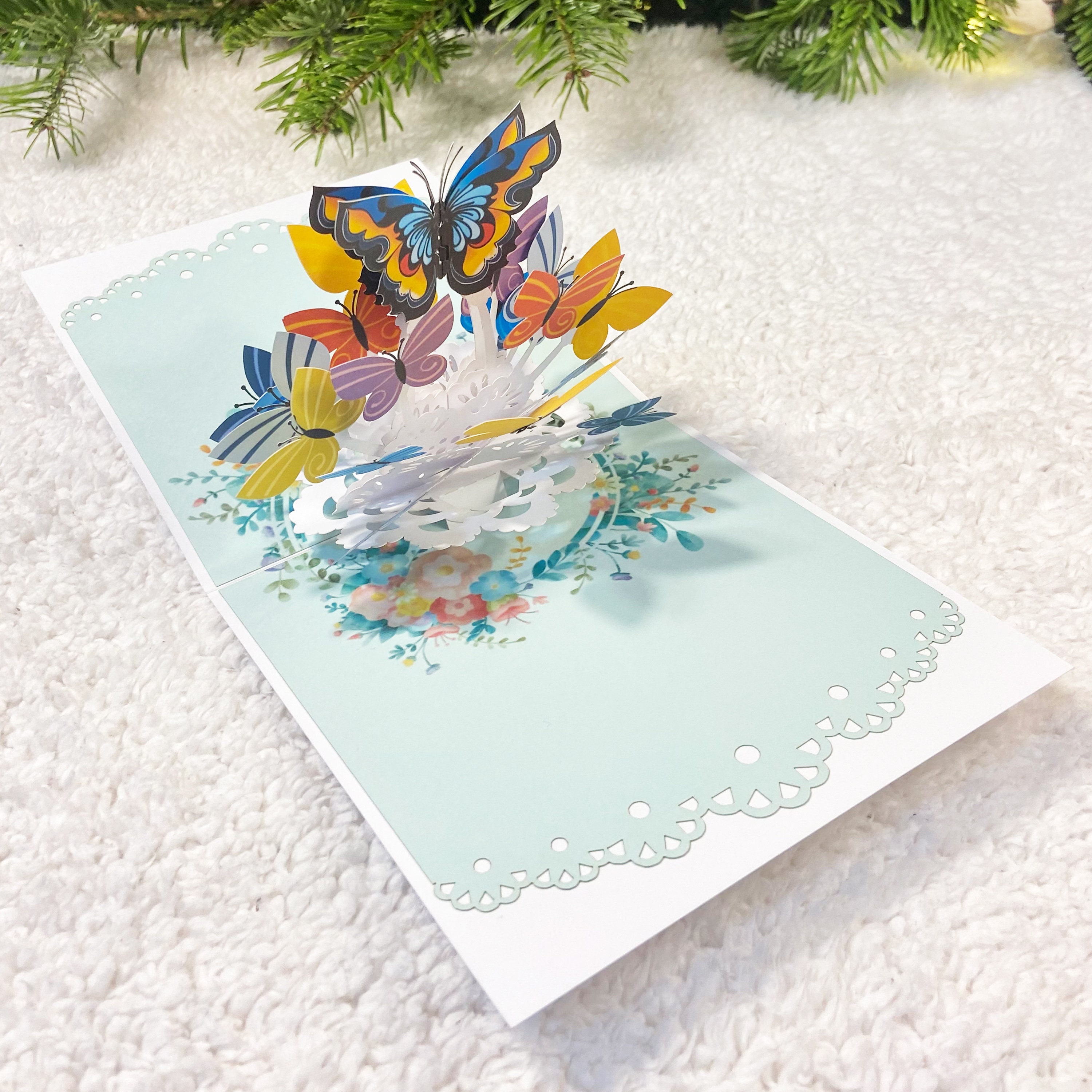 CONCEPTION DE PAPILLONS Carte de voeux Carte de message pliante Fête des Pères EUR 6,97
