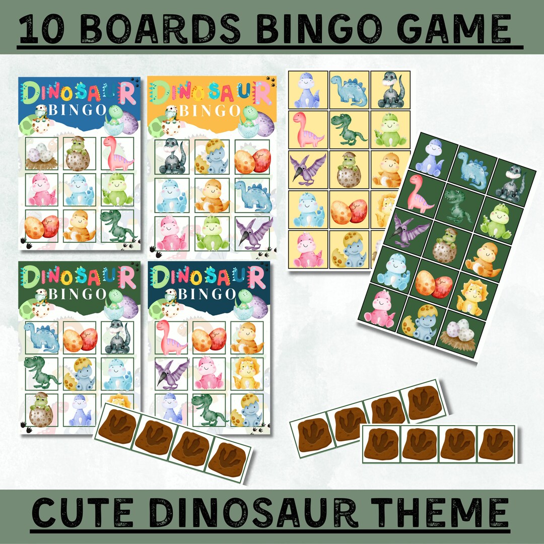 Dinosaur Bingo for Kids Family Game Party Game 10 Player Etsy