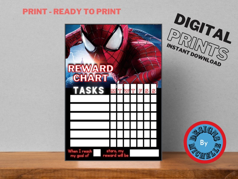 Printable Reward Chart Spiderman Star Chart Behaviour Chart Fun Sticker Chart for Kids - Etsy