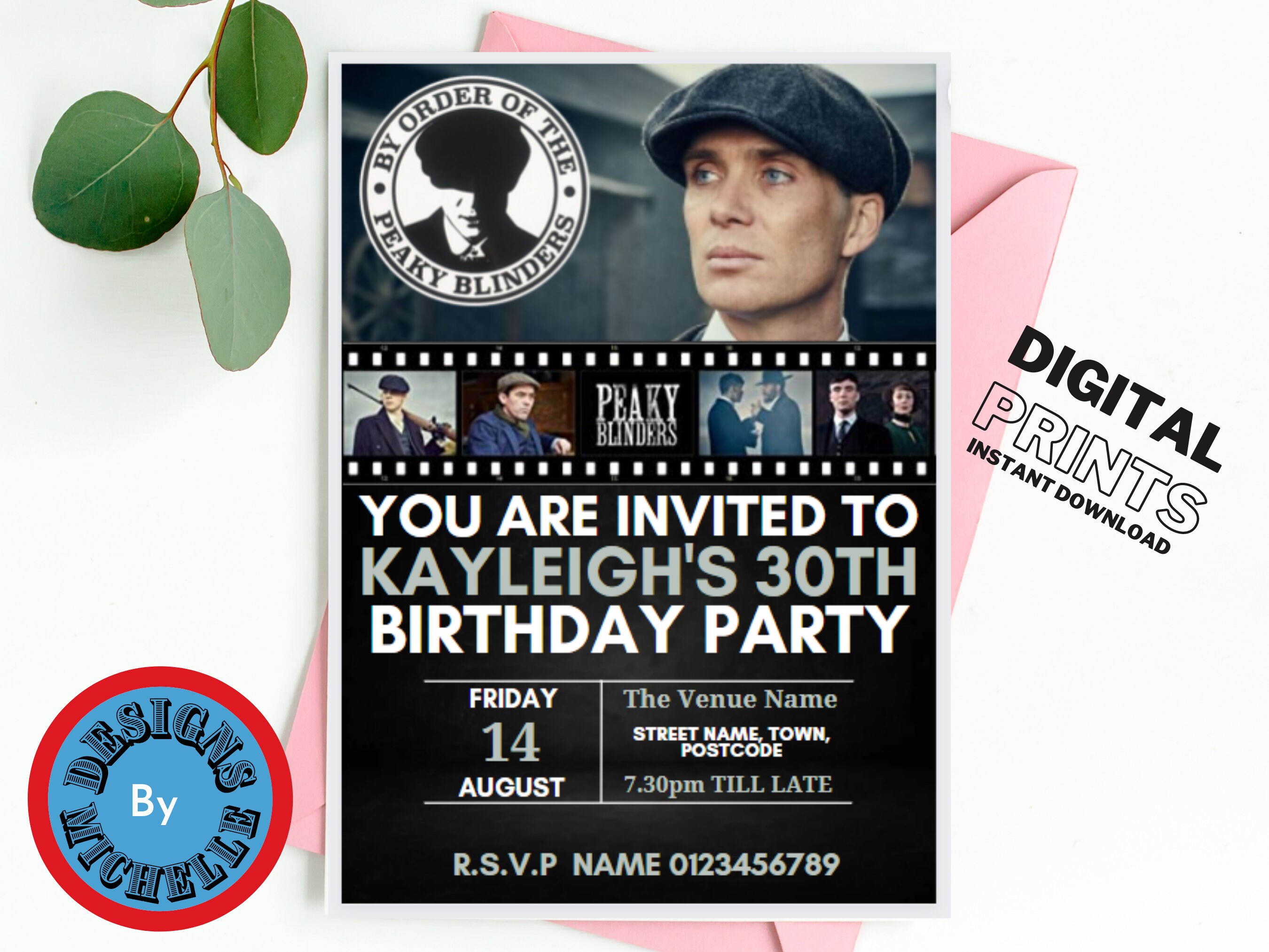 Peaky Blinders Inspired Birthday/ Event/ Party - Personalised invitations -  Themed Party - Digital Prints - pdf