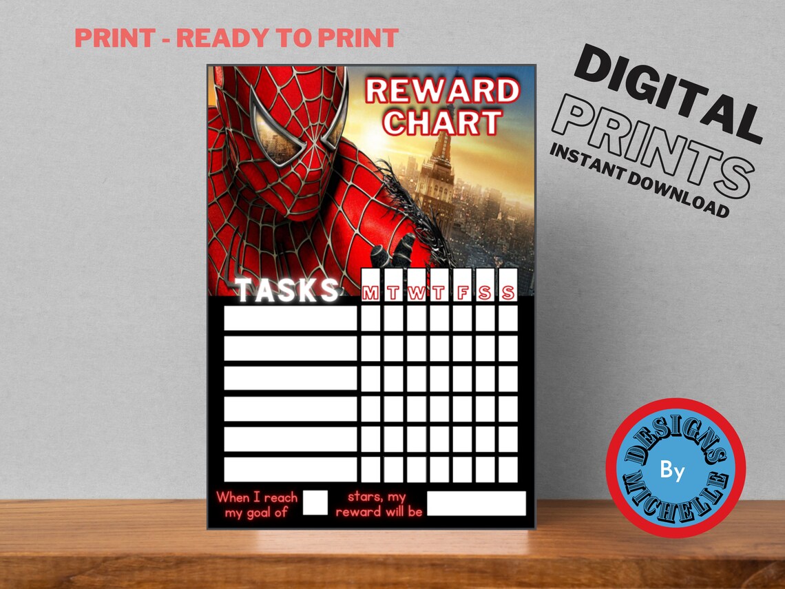 Printable Reward Chart Spiderman Star Chart Behaviour Chart Fun Sticker ...