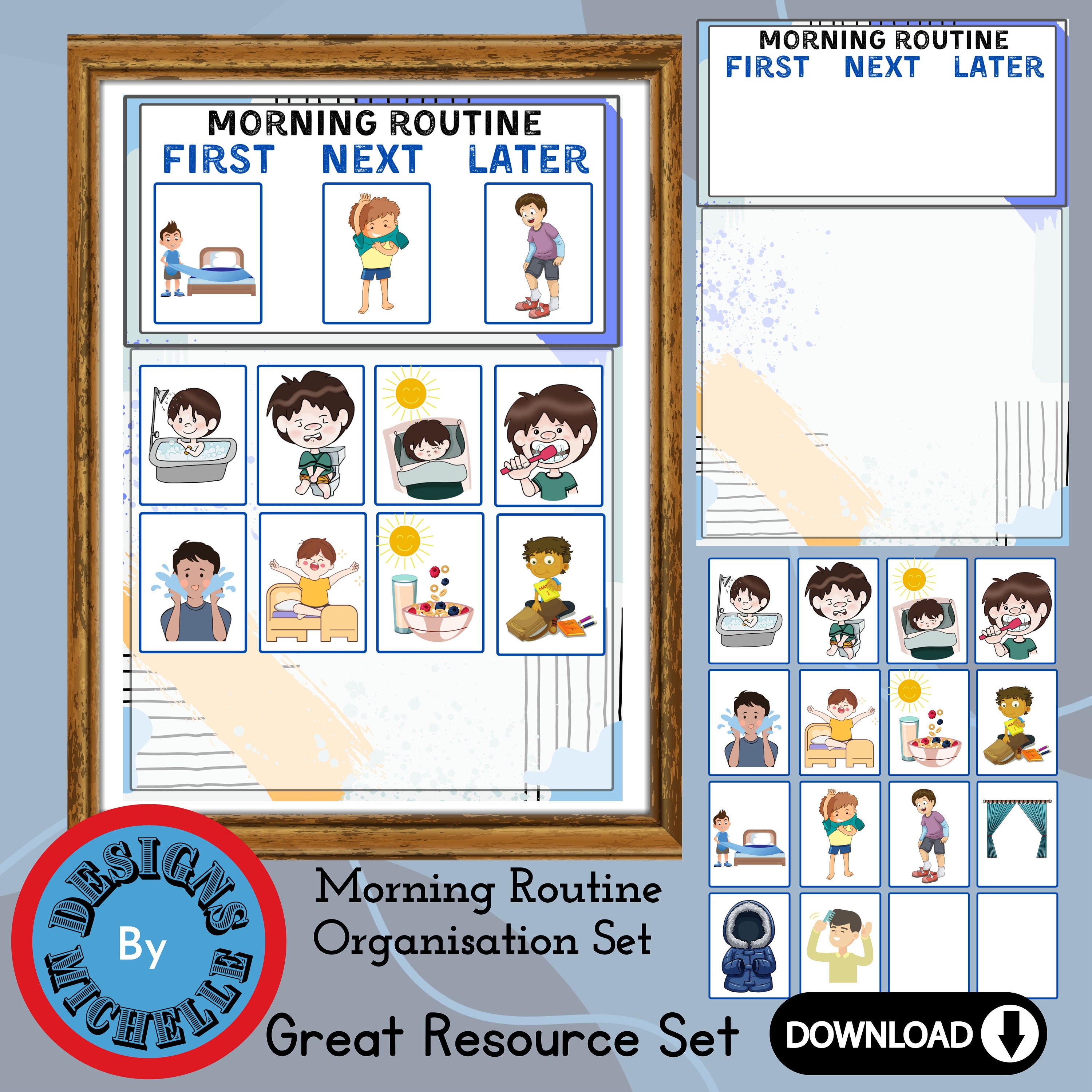 Morning Routine & Flashcards, Now Next Later, Chart, Keyring Set ...