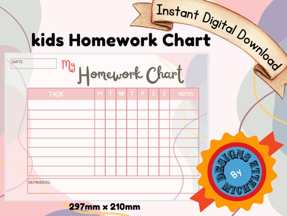 homework planner reminder chart to encourage children complete school work  pen