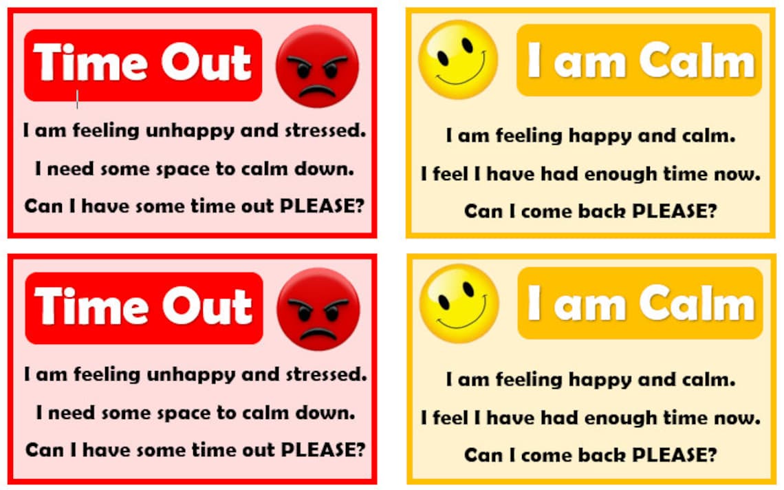 Printable Calm and Time Out Cards for Children to Leave and Go to There