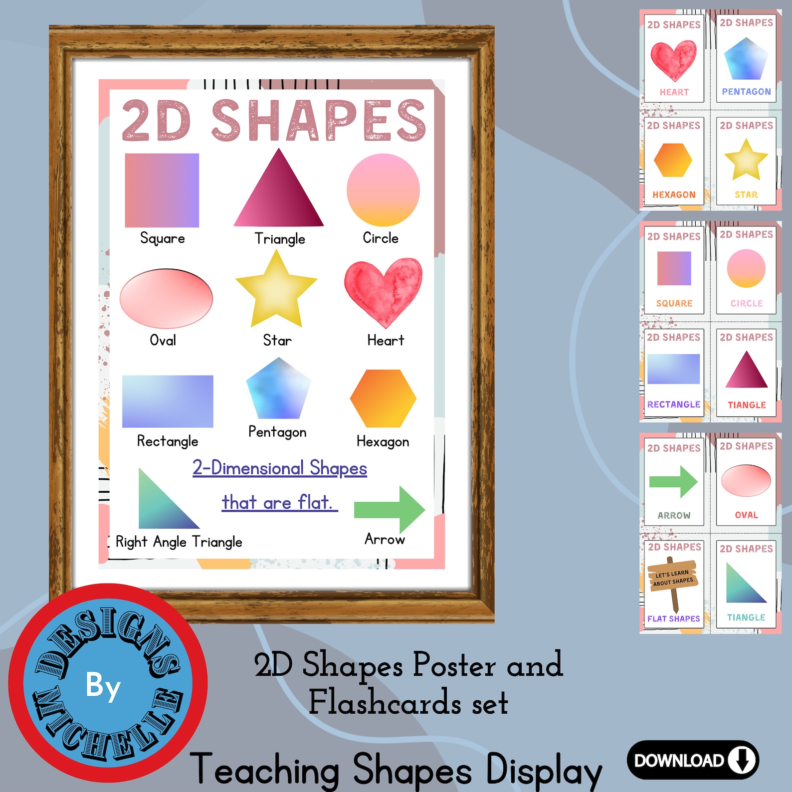 Daycare 2D Shapes Poster and Flashcards Childcare and Day - Etsy UK