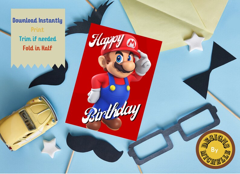 Printable Super Mario Birthday Card Happy Birthday Fun Card Kids ...