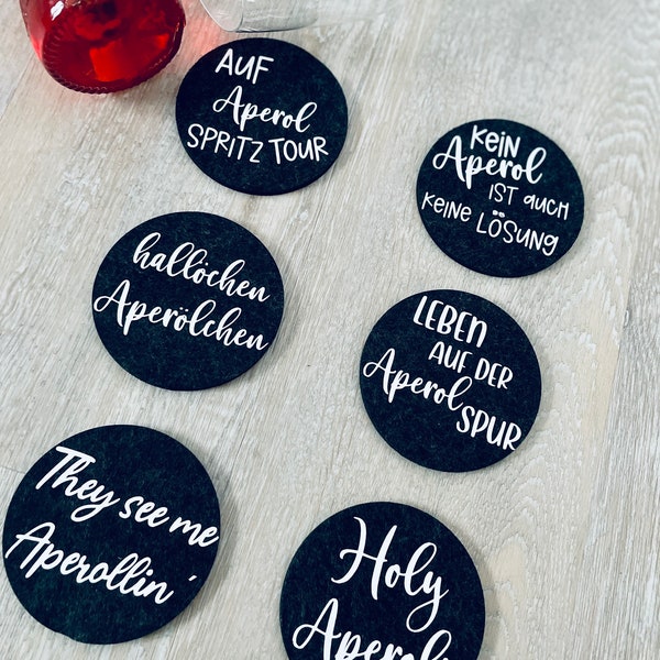 Aperol coasters, coasters for Aperol, gift, gift, felt coasters, coasters for wine, coasters with Aperol sayings