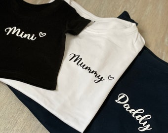 Maman, papa, mini t-shirt, maman, papa - chemise, t-shirt pour la famille - ensemble de t-shirts