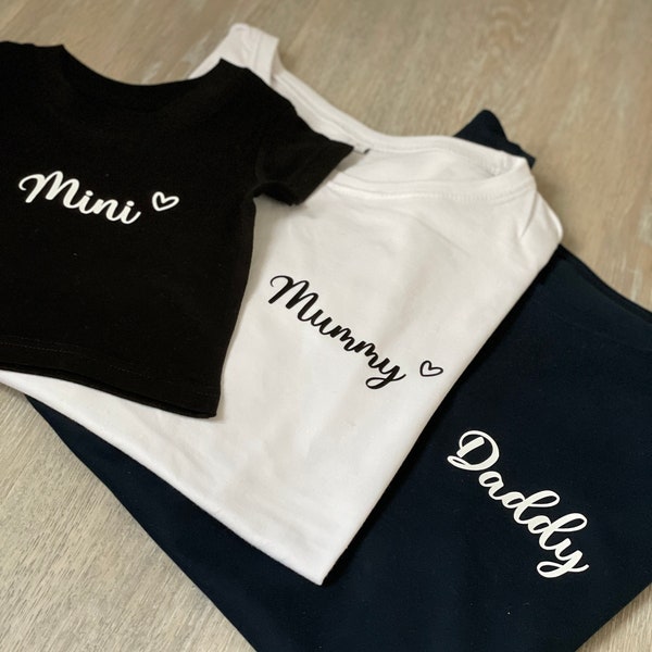 Mama, Papa, Mini T-Shirt, Mummy, Daddy - Shirt, T-Shirt für die Familie - T-Shirt Set