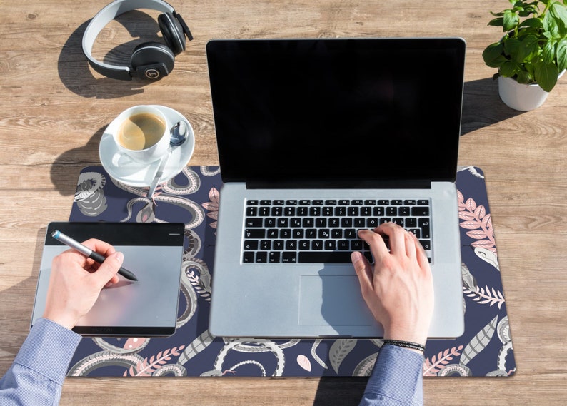 Nature Snake and Leaves Desk Mat Home Office Large Etsy