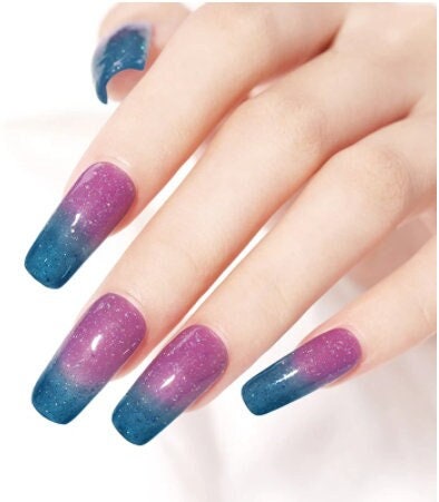 Xinyux Thermochromic Pigment Thermal Color Change Temperature Nail Art Gradient Powder, Blue