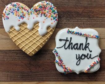 Royal Iced Thank You Cookies