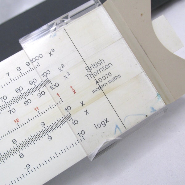 Vintage British Thornton AD070 Modern Maths Slide Rule with imprints on end