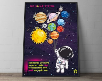 Póster del Sistema Solar, Arte Espacial Infantil de Astronautas
