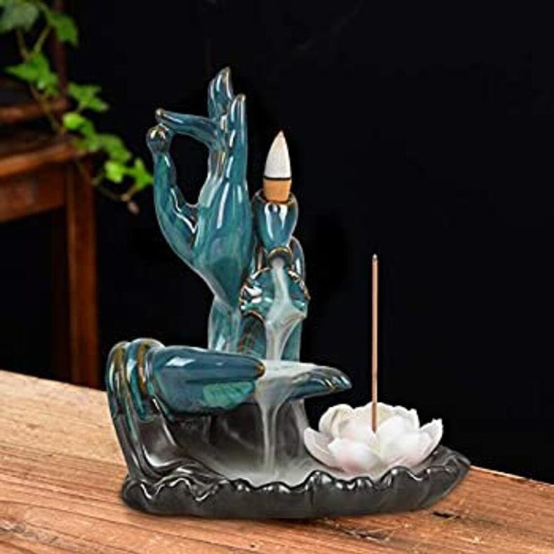 Turquoise Unique Céramique Backflow Incense Burner Lotus Etsy
