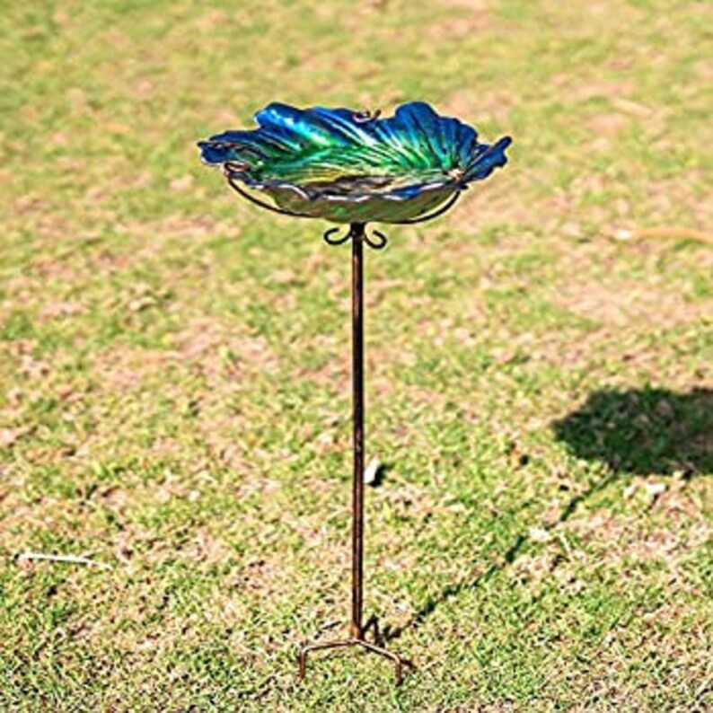 Whirlpooling Sea Glass Bird Bath Bowl Stake Etsy