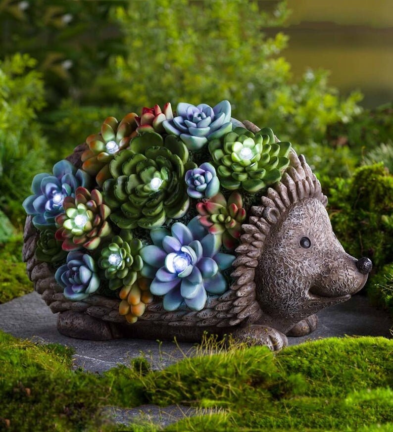 Hedgehog with Solar Powered Garden Lights Etsy