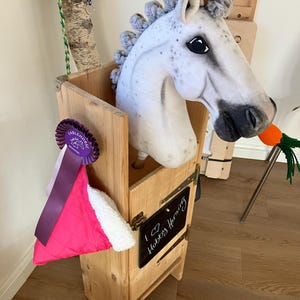 Compact Hobby Horse stable &quot;CHARLY&quot; / Barn solid spruce natural with hooks - with insert compartment