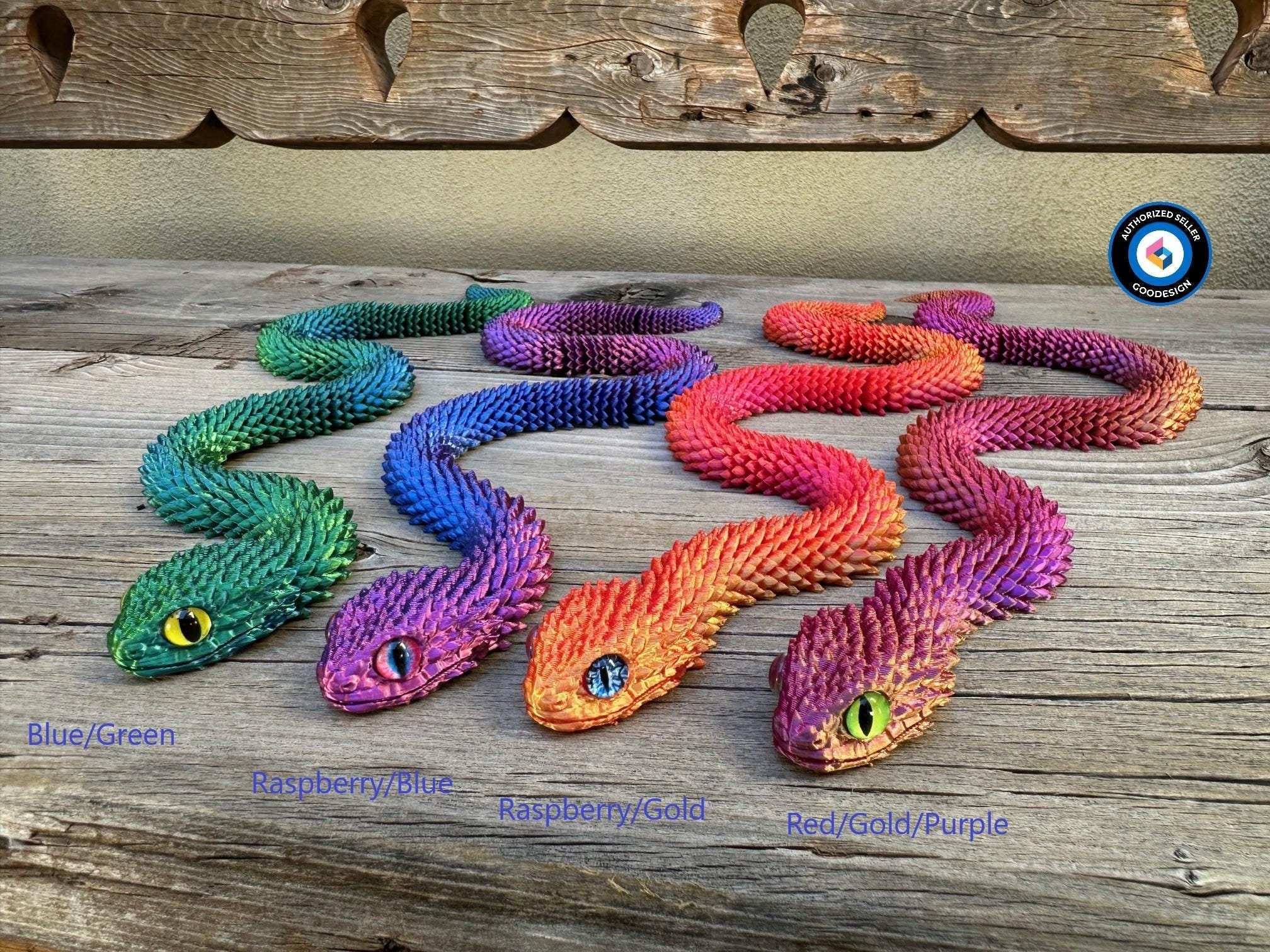 3D Printed Articulated Bush Viper Snake
