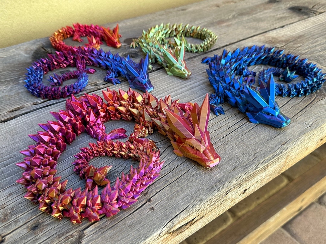 3D Printed Articulated Crystal Dragon - Etsy
