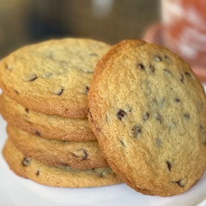 Chocolate Chip Delight Cookies (12-Large 3”-4”) - Chocolate chips come in Semi Sweet Chocolate, White, Combination or Plain options.