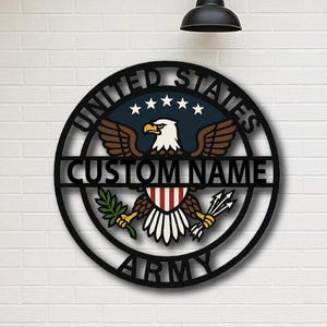 Aangepast metalen bord Amerikaanse leger: gepersonaliseerde muurdecoratie veteraan