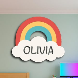 Custom Rainbow Name Sign: Pastel Nursery Decor, Personalized Kids Gift