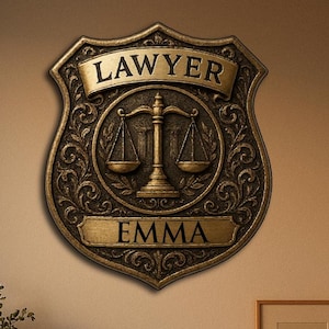 Custom Lawyer Metal Wall Badge - Personalisiertes Schild für Rechtsanwälte Rozet mit Waage der Gerechtigkeit
