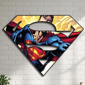 Bold Hero Emblem Metal Wall Art – Comic Style Superhero Wall Decor – Colorful Metal Art Gift for Fans – Man Cave & Game Room Wall Sign