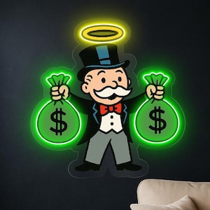 Personalized Rich Tycoon Gentleman Acrylic Neon Sign – Custom Name Money & Wealth Decor