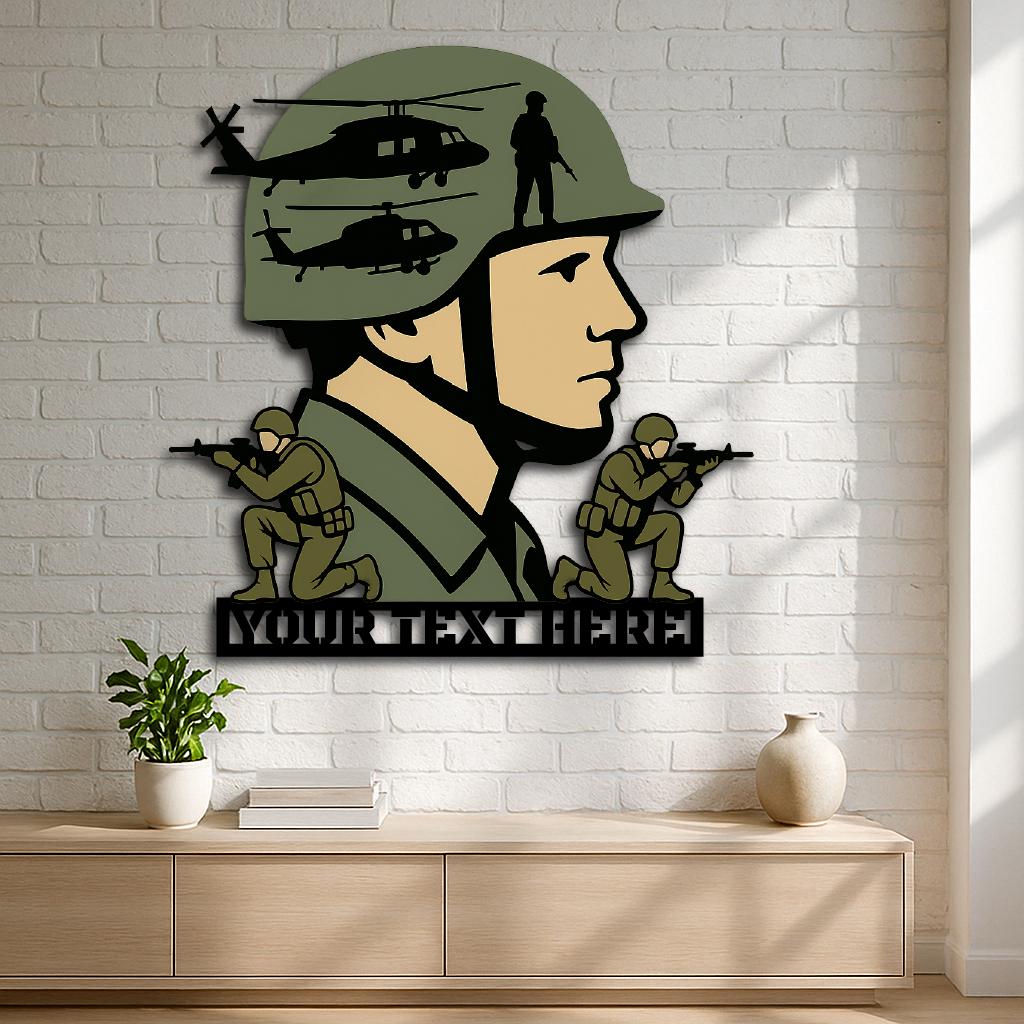Gepersonaliseerde metalen muurkunst militaire soldaat: cadeau voor veteranen