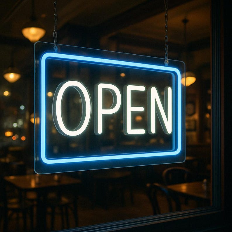 Custom OPEN Neon Sign – LED Storefront Sign With Color Options ...