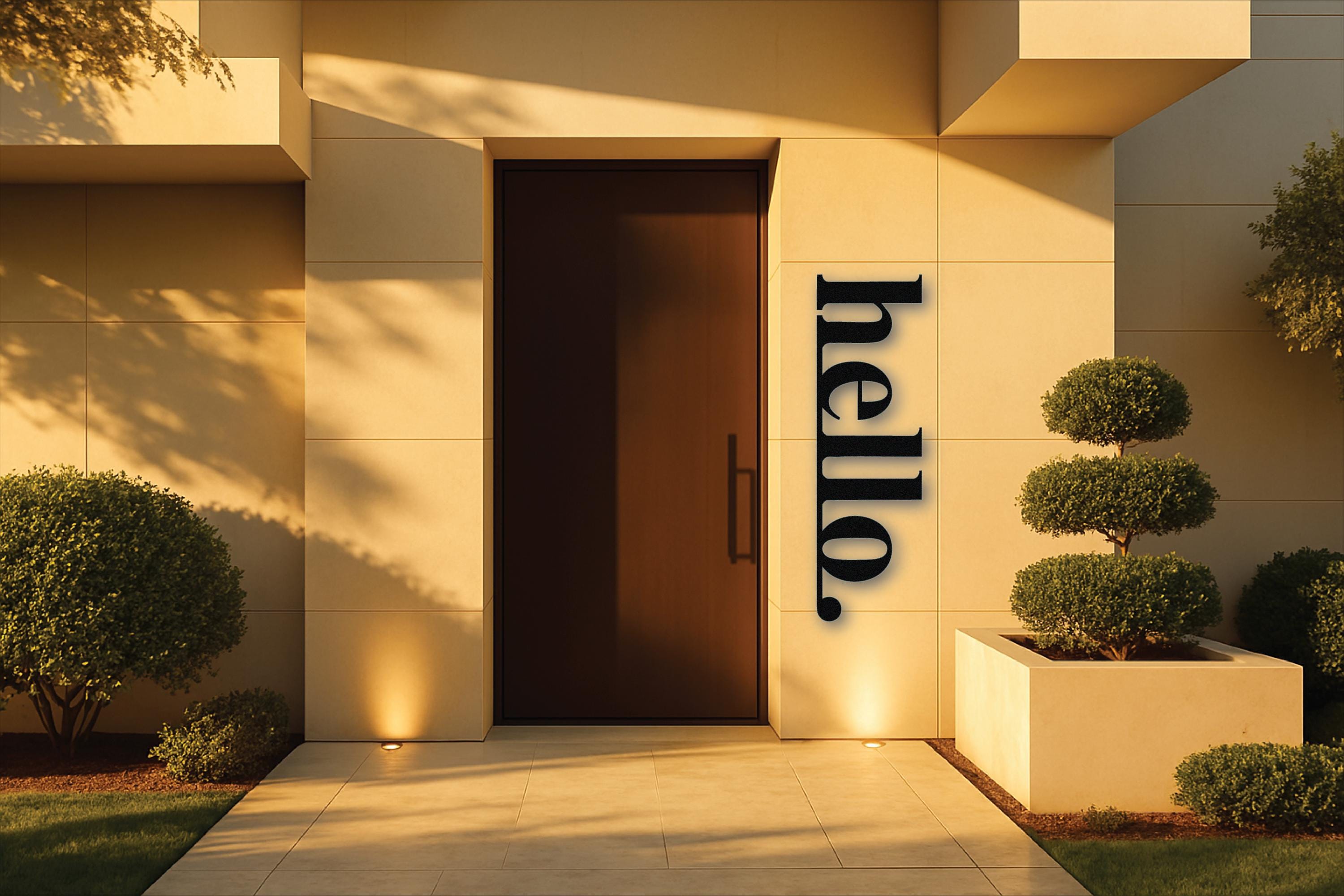 Hello Metal Sign: Modern Powder-coated Steel Porch Decor - Etsy
