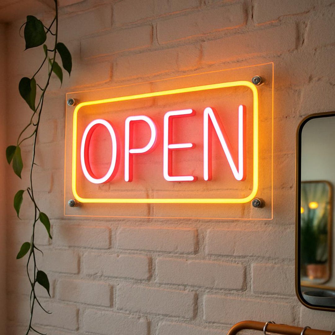 Custom OPEN Neon Sign – LED Storefront Sign With Color Options ...
