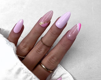 Baby Pink Marble Press on Nails | summer nails | luxury false nails | cute fake nails