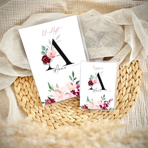Hülle Uheft & Impfpass personalisierbar Blumen