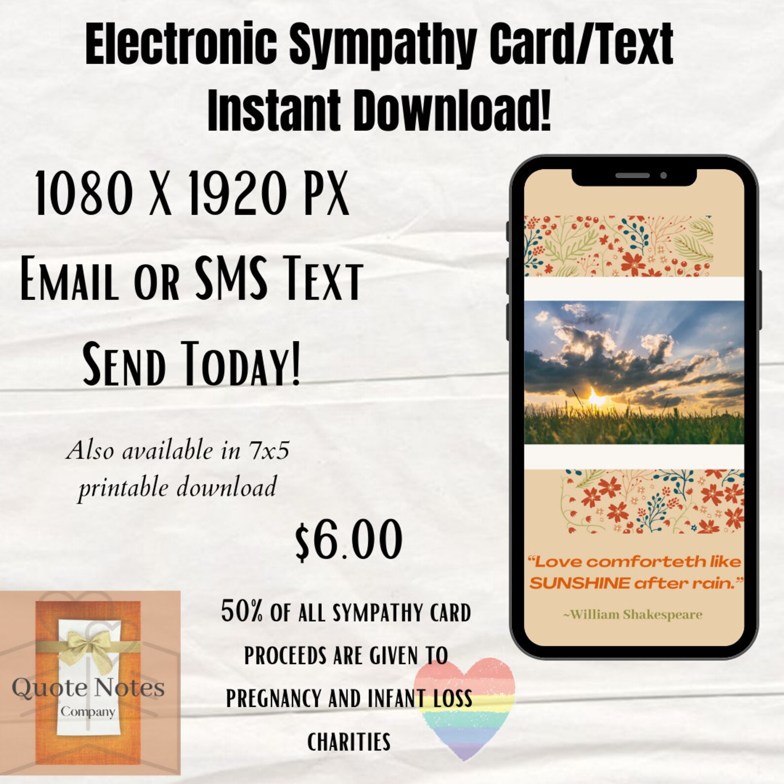 Electronic Sympathy Card Digital Card SMS Text Phone Etsy