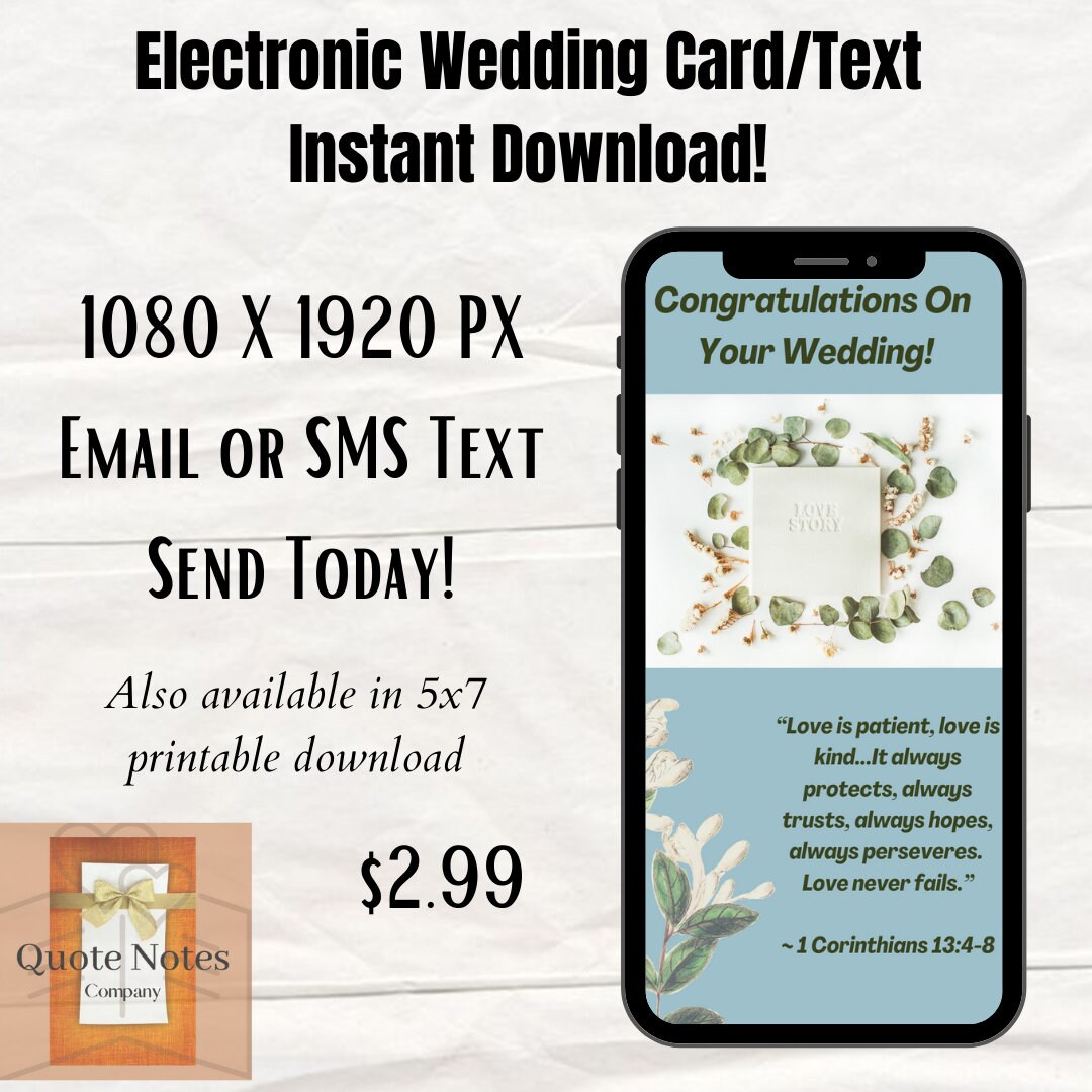 Electronic Wedding Card, Digital Birthday Card, SMS Text Phone Greeting