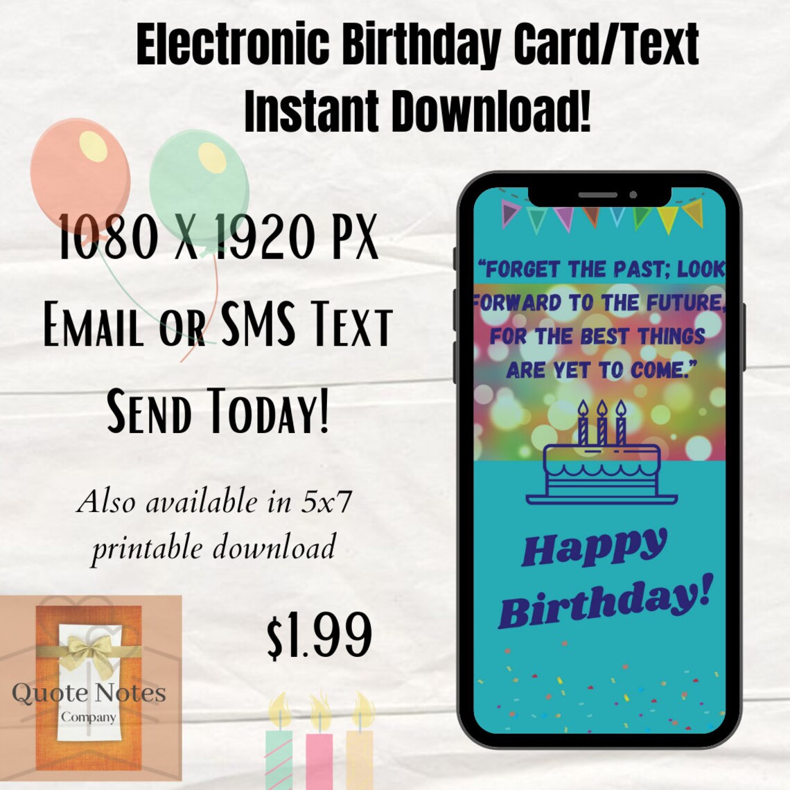 Electronic Birthday Card, Digital Birthday Card, SMS Text Phone