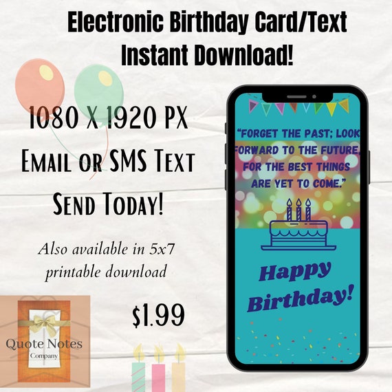 Electronic Birthday Card Digital Birthday Card SMS Text Etsy