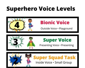 Bronnen voor de klas | Superhelden stemniveaus poster | Superheld klaslokaalthema | Digitale download | Terug naar school
