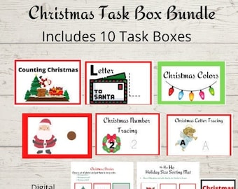 Homeschool Printable | Christmas Themed Task Box Bundle | Toddler Homeschool | Preschool Learning | Digital Download | Learning Printables