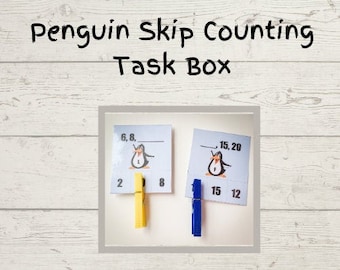 Penguin Themed Skip Counting Center/Task Box | Digital Download | Kindergarten | First Grade | Special Education