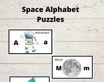 Homeschool Printables | Space Themed ABC Puzzles | Preschool Learning | Toddler Learning | Digital Download | Toddler | Pre-K | Special Ed