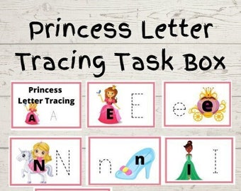 Homeschool Printables | Princess Letter Tracing | Learn to Write | Task Box Activity | Toddler | Preschool | Kindergarten | Special Ed