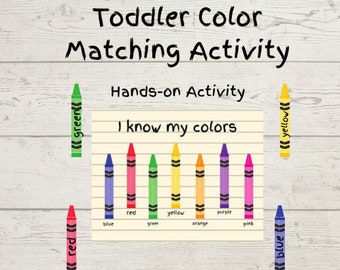 Toddler Learning Activity | Color Matching | Digital Download | Learn my colors | Preschool | Ages 2-4 | Early Learning | Hands-on learning