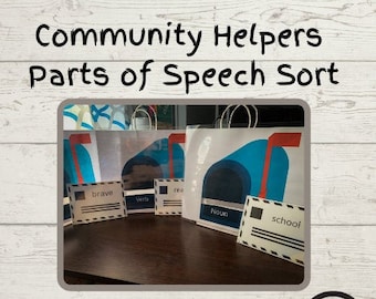 Community Helpers Parts of Speech Sort | Hands on Activity | Digital Download | Kindergarten | First Grade | Special Education