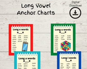 Classroom Resources | Long Vowel Anchor Charts | Phonics Posters | Digital Download | Kindergarten | First Grade | Special Education