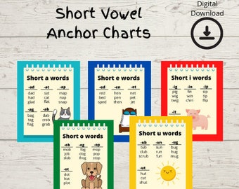Classroom Resources | Short Vowel Anchor Charts | Phonics Posters | Digital Download | Kindergarten | First Grade | Special Education